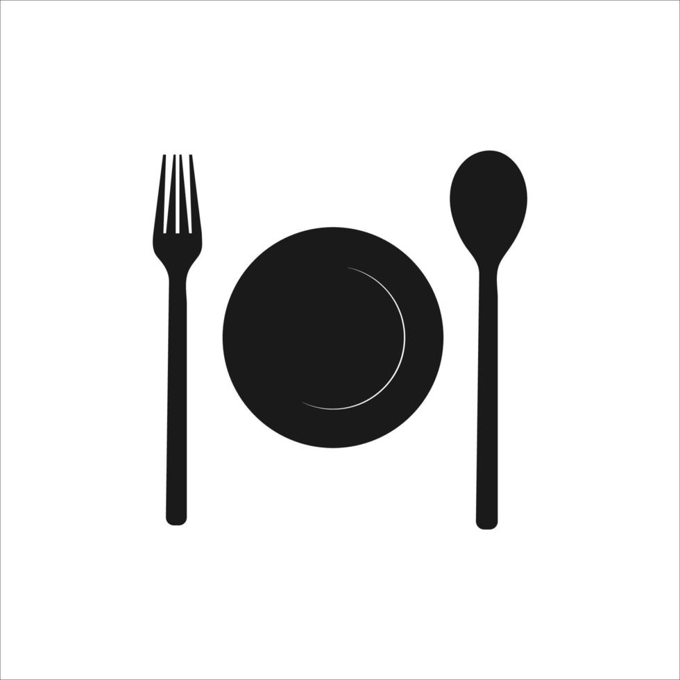 plato con cuchara y tenedor icono ilustración aislada vector señal símbolo