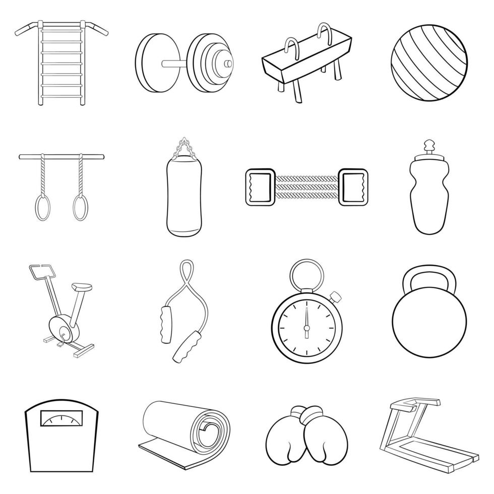 Gym icons set vector outline