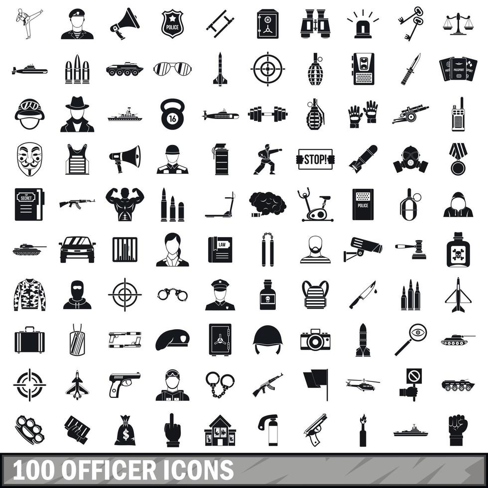 100 iconos de oficial, estilo simple vector