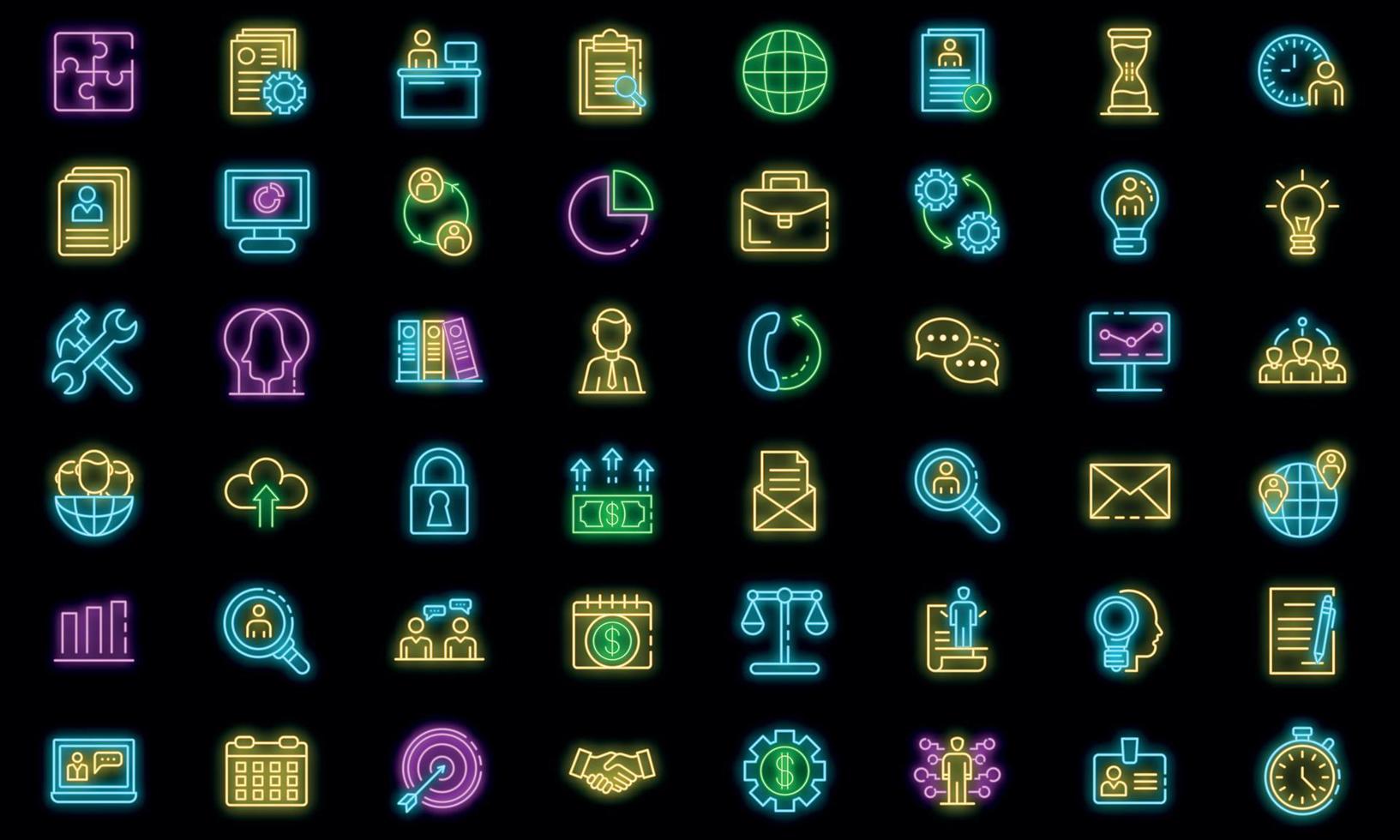 Administrator icons set vector neon