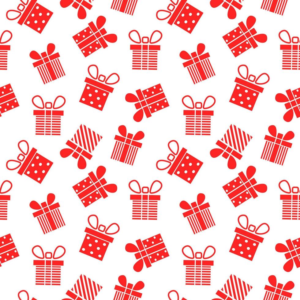 Seamless pattern with red Gift boxes. Vector illustration