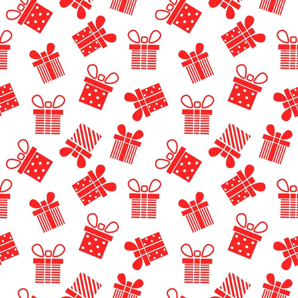 Seamless pattern with red Gift boxes. Vector illustration