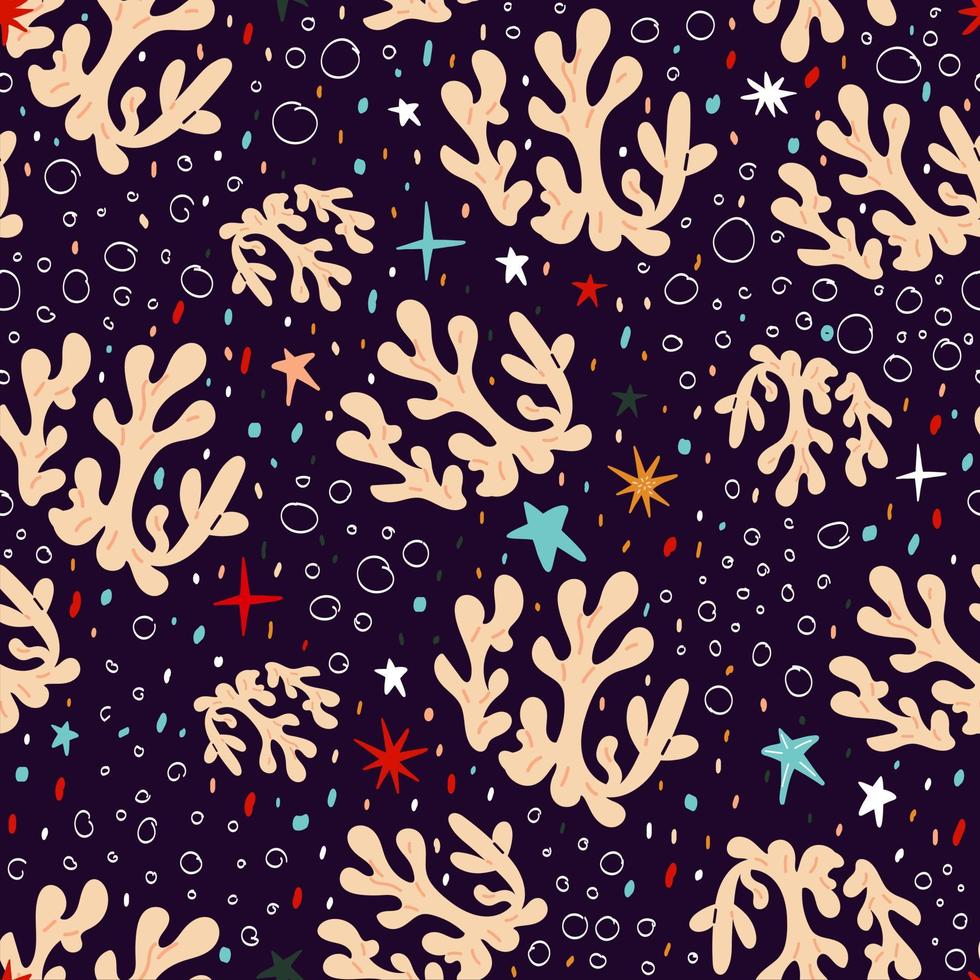 seamless background with corals and marine animals vector