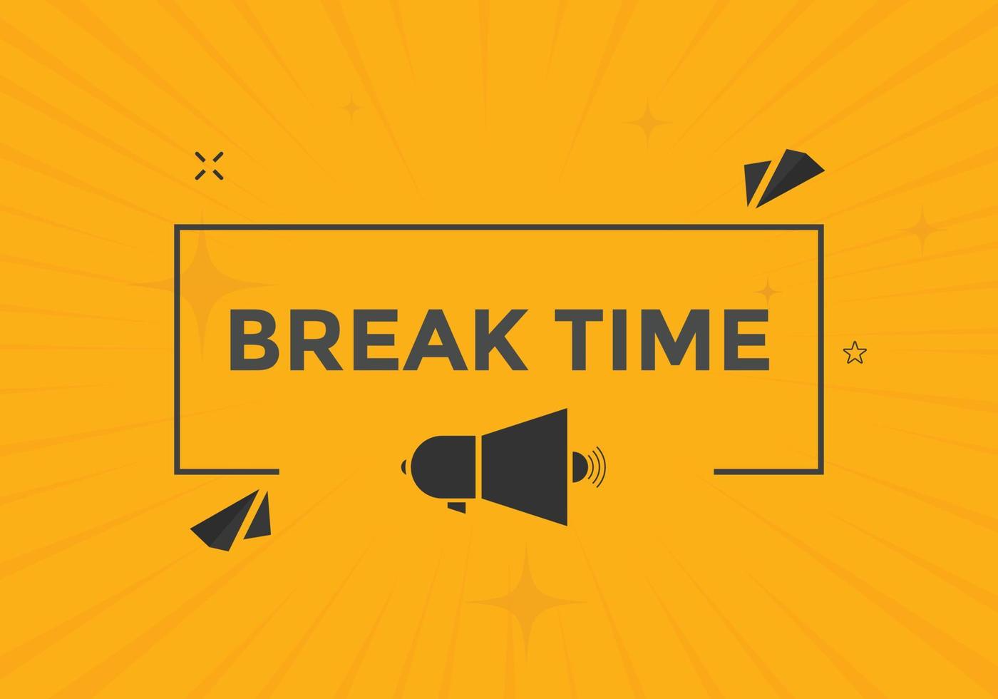 Break time text button. Web button template time break vector