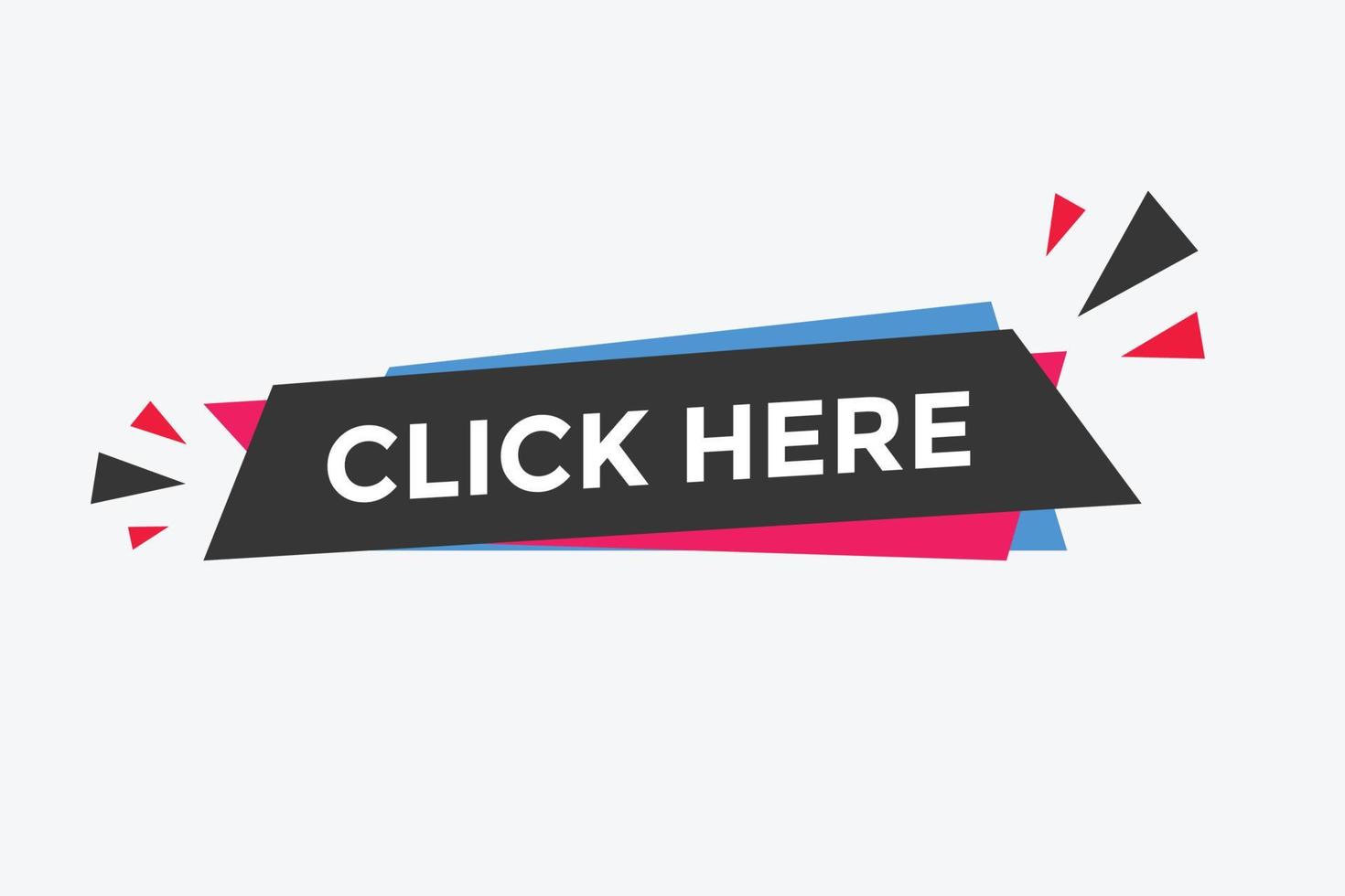 Click here text button. Web button template Click here vector