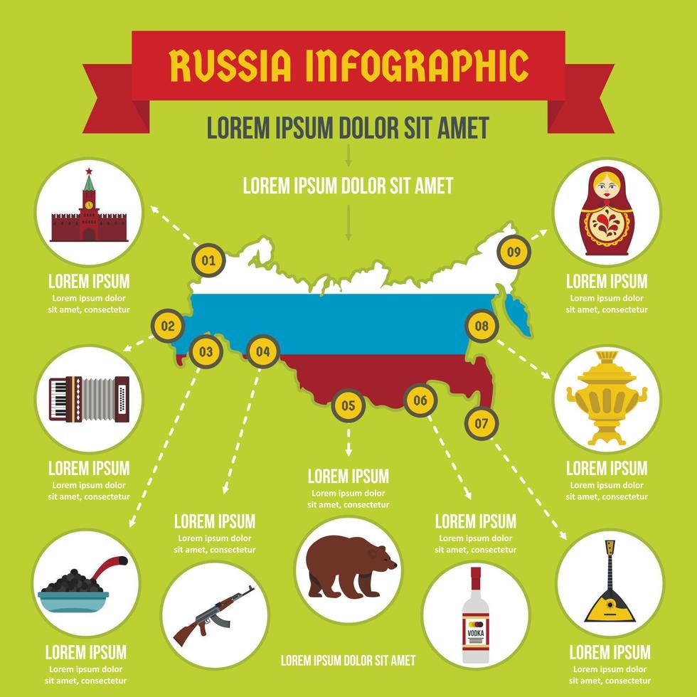 Russia infographic concept, flat style vector