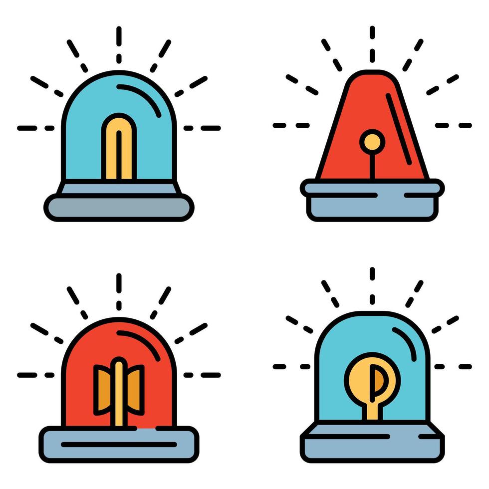 Flasher icon set line color vector