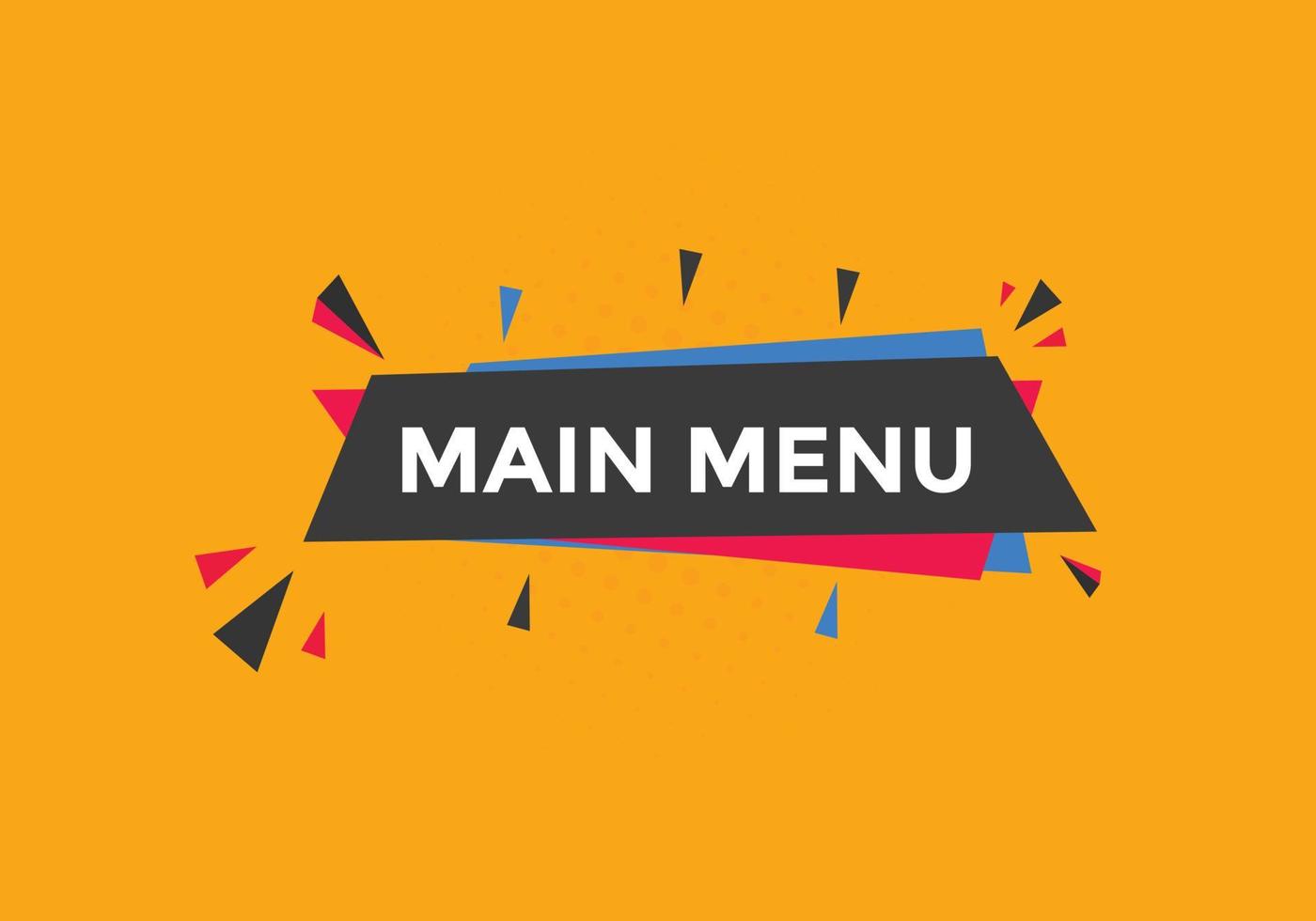 Main Menu text button. Web button banner template Main Menu vector