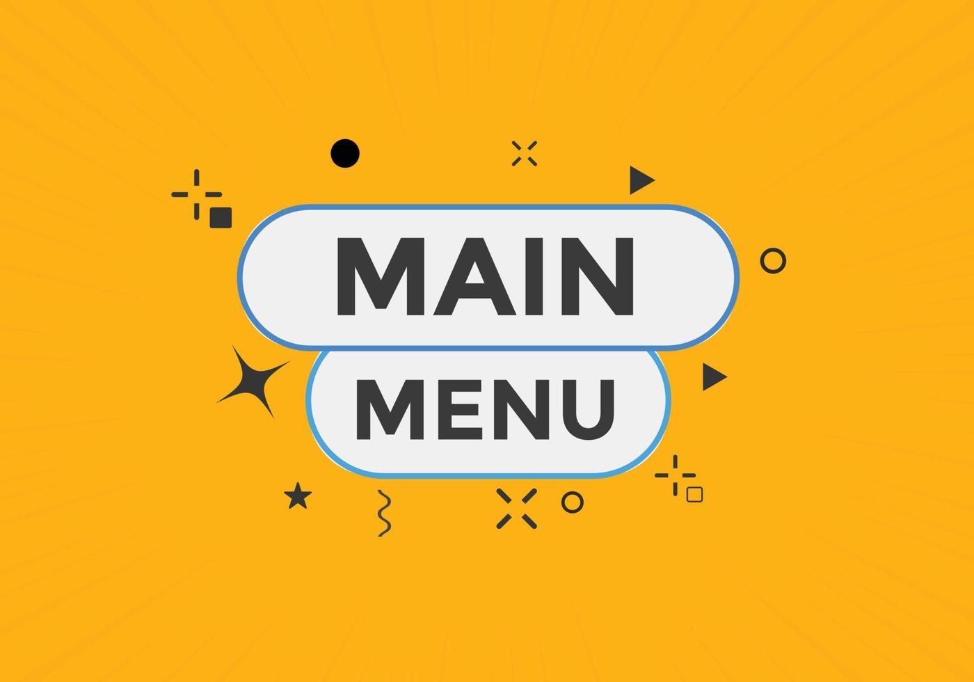 Main Menu text button. Web button banner template Main Menu vector