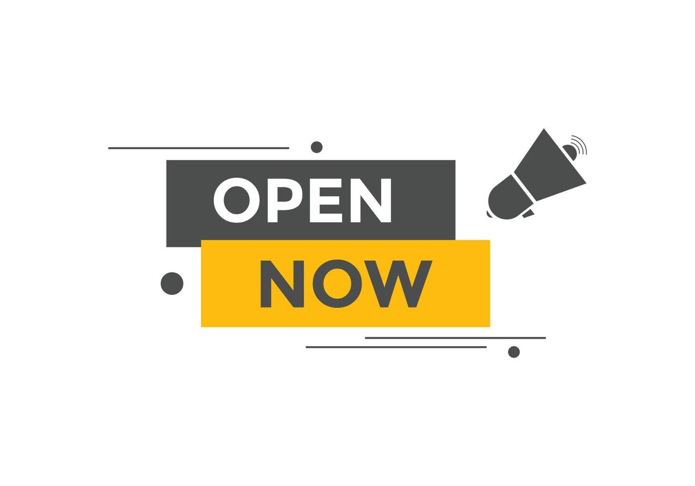 Open Now text button. Web button banner template Open Now vector