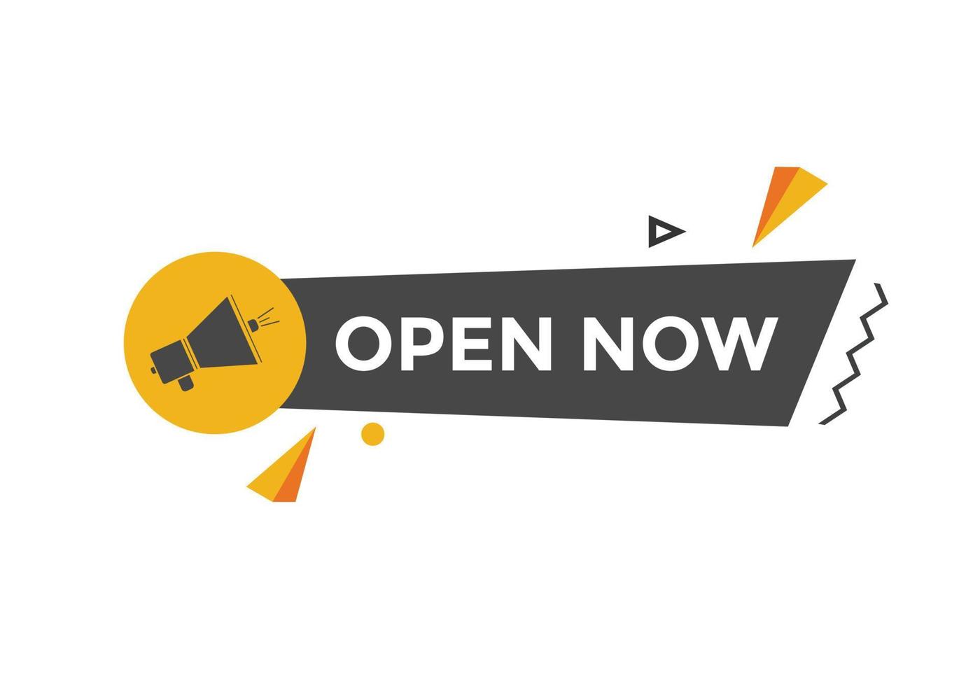 Open Now button. Open Now text web banner template. Sign icon banner vector