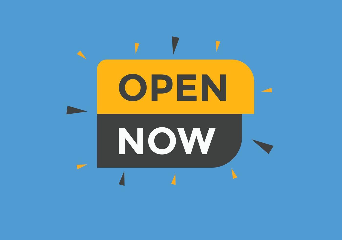 Open Now text button. Web button banner template Open Now vector