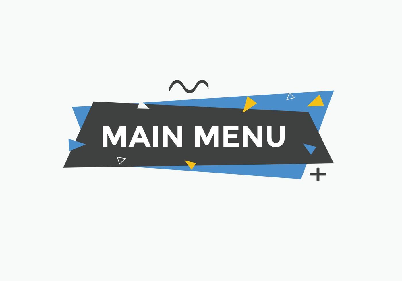 Main Menu text button. Web button banner template Main Menu vector