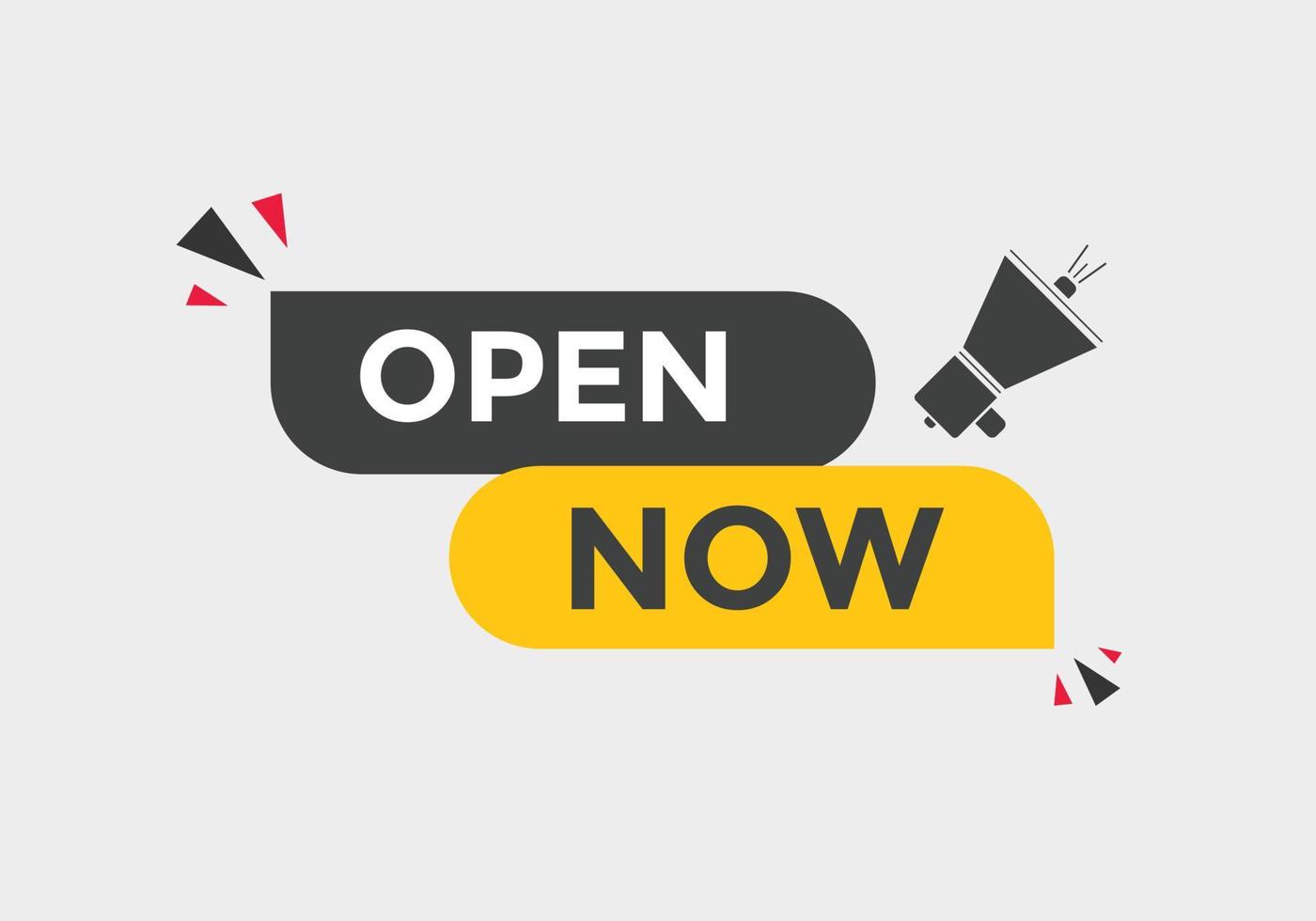 Open Now text button. Web button banner template Open Now vector