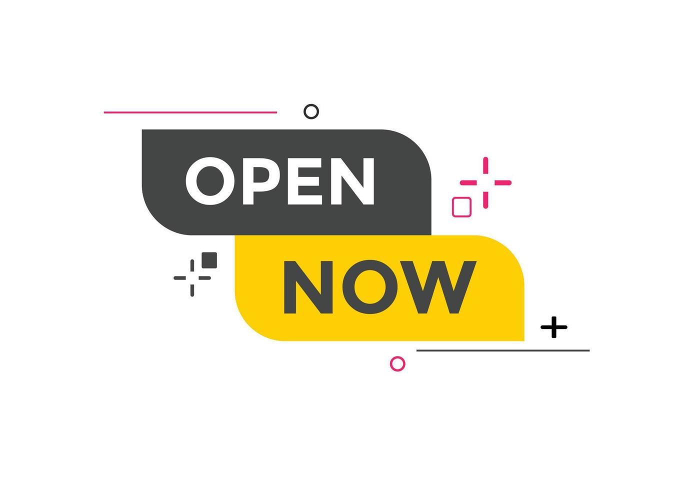 Open Now text button. Web button banner template Open Now vector