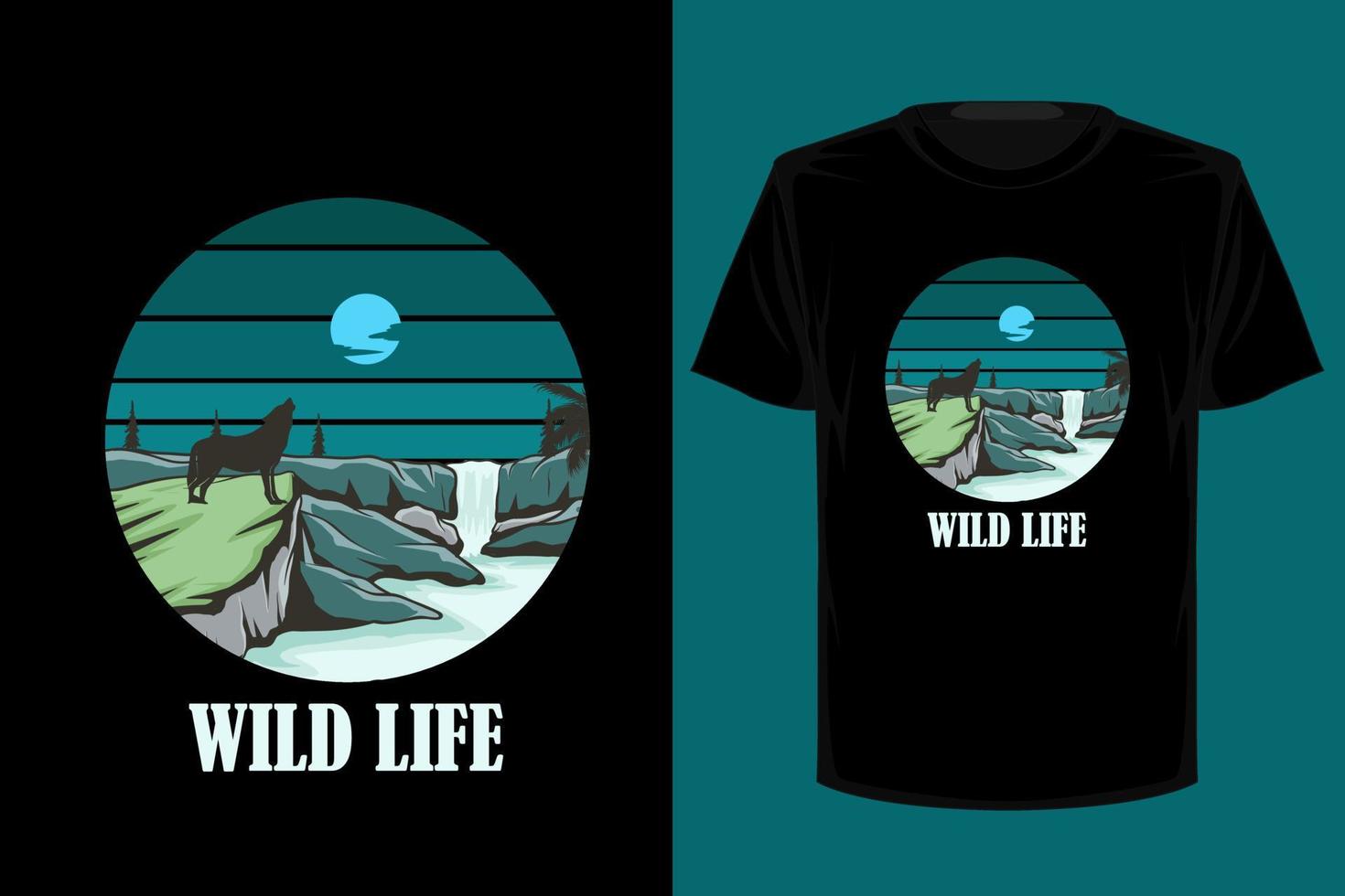 Wild life retro vintage t shirt design vector