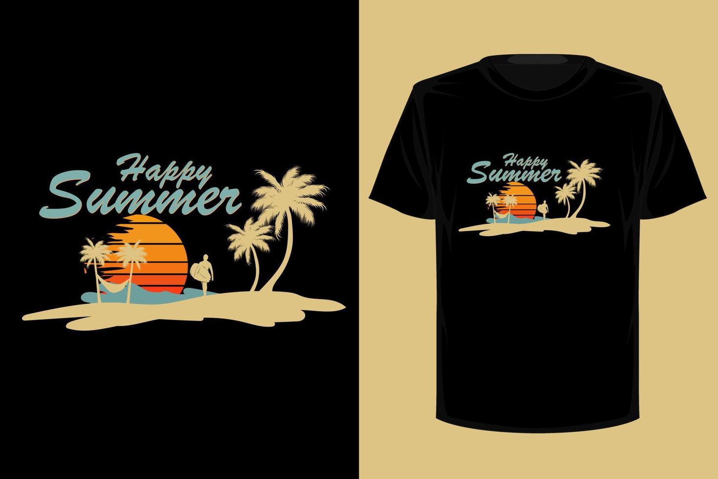 feliz verano retro diseño de camiseta vintage vector