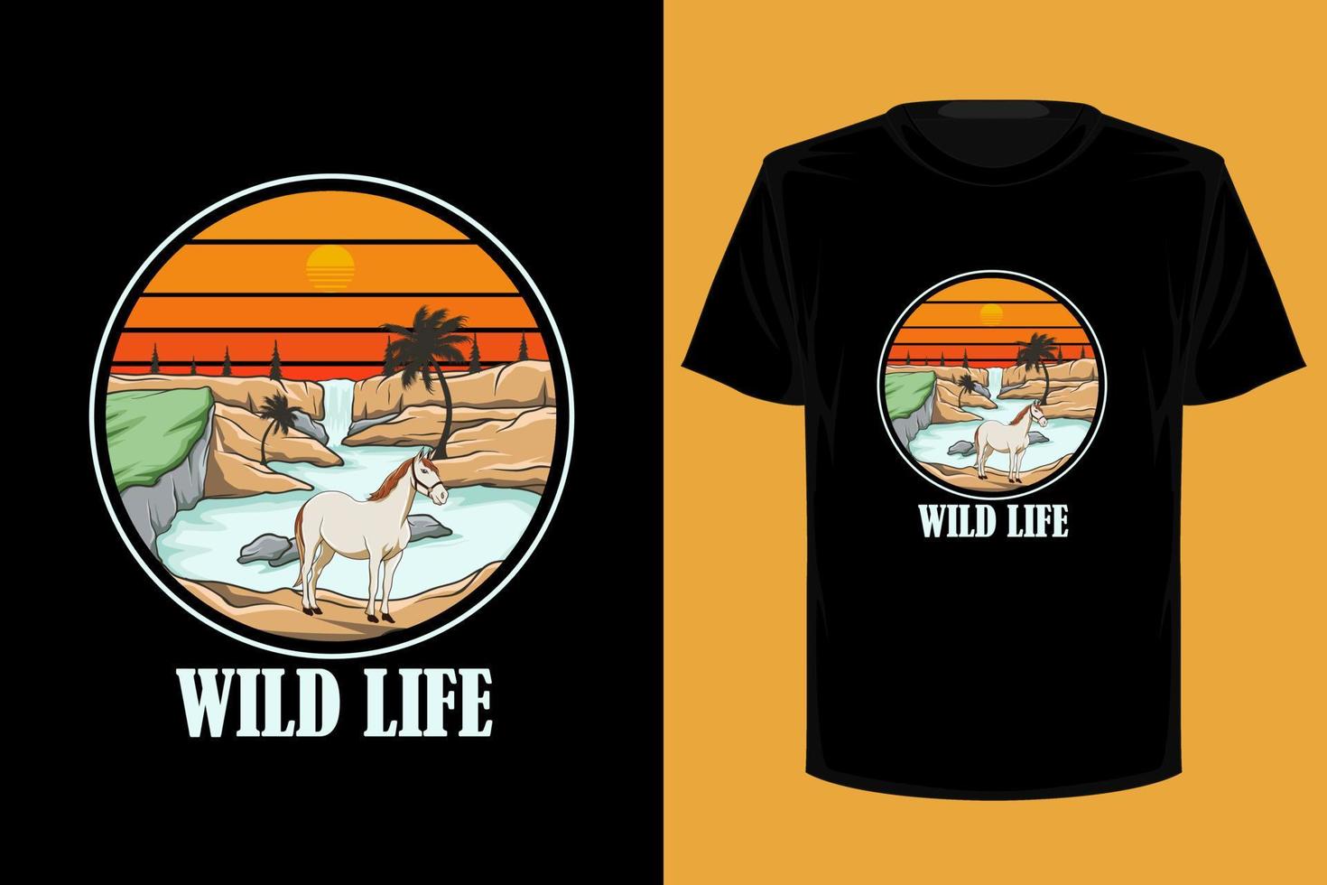 Wild life retro vintage t shirt design vector