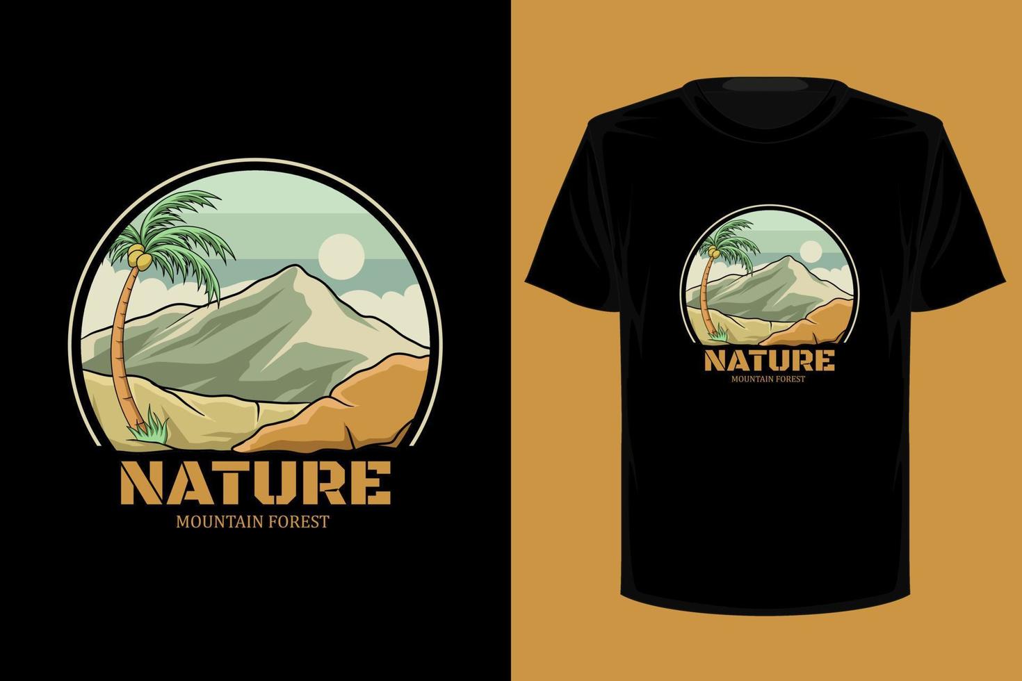 Nature mountain forest retro vintage t shirt design vector