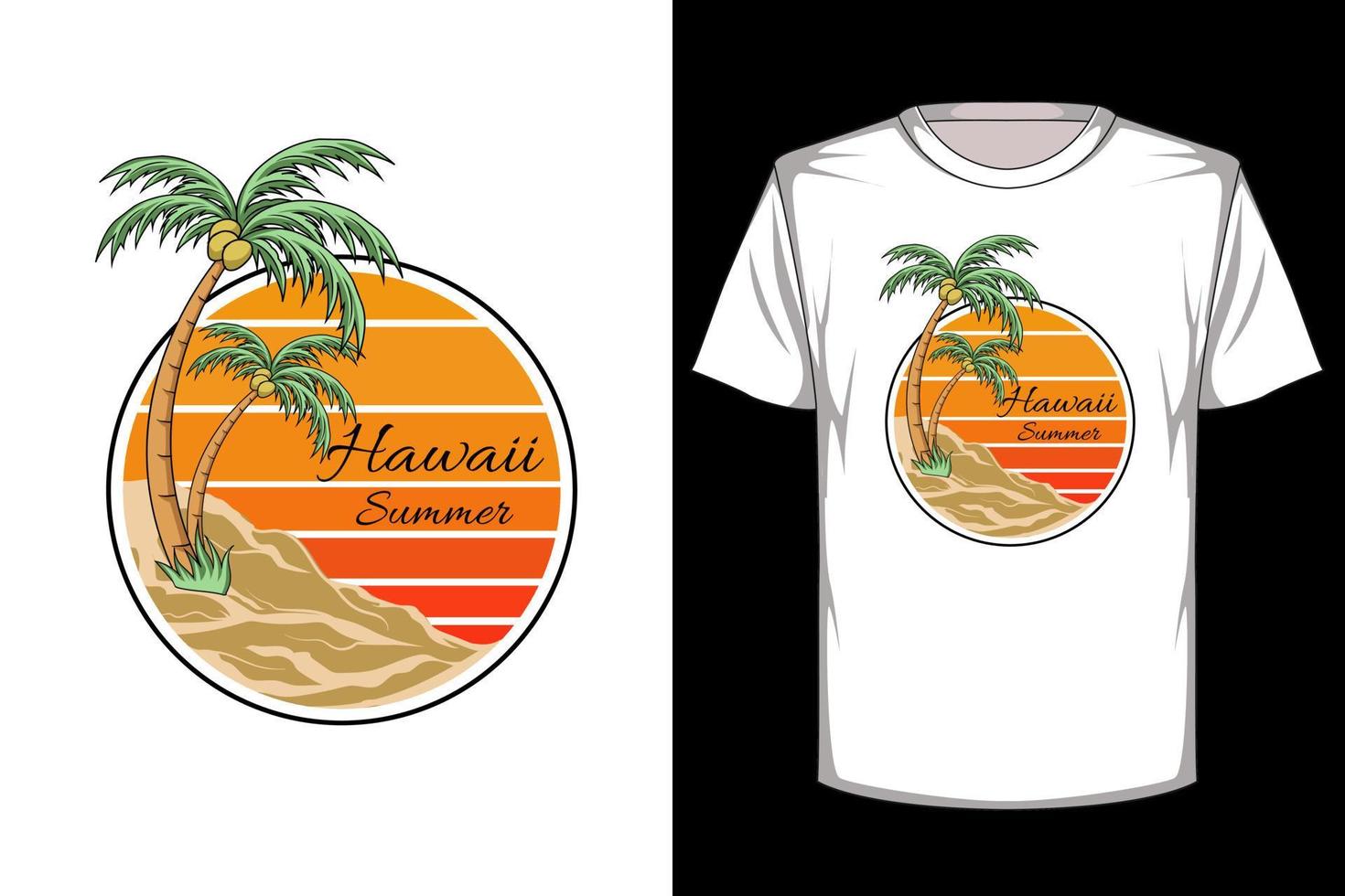 Hawaii summer retro vintage t shirt design vector