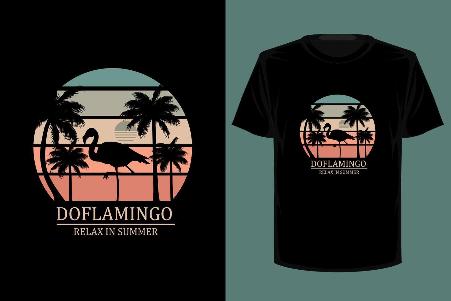 Flamingo retro vintage t shirt design vector