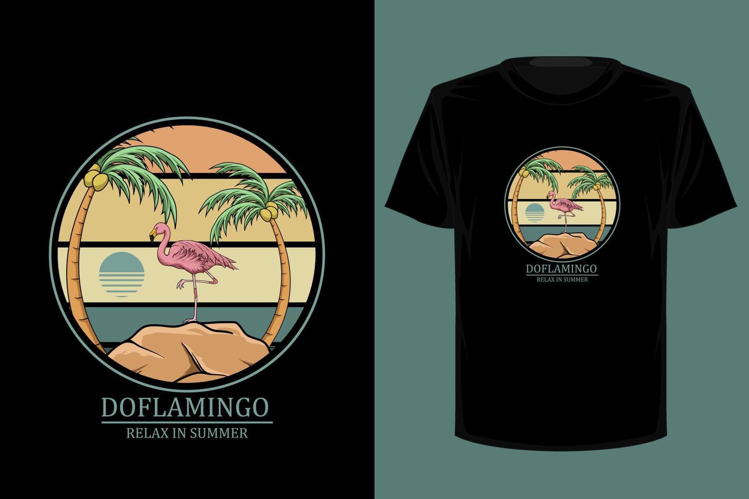 Flamingo retro vintage t shirt design vector
