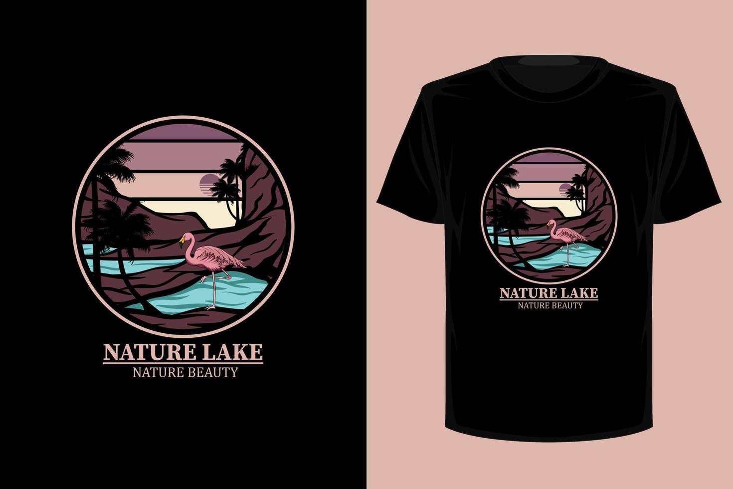 diseño de camiseta retro vintage de lago natural vector