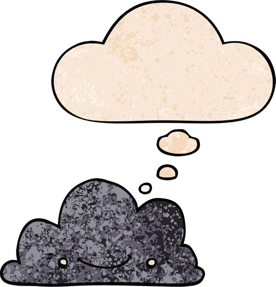 cute cartoon cloud and thought bubble in grunge texture pattern style vector
