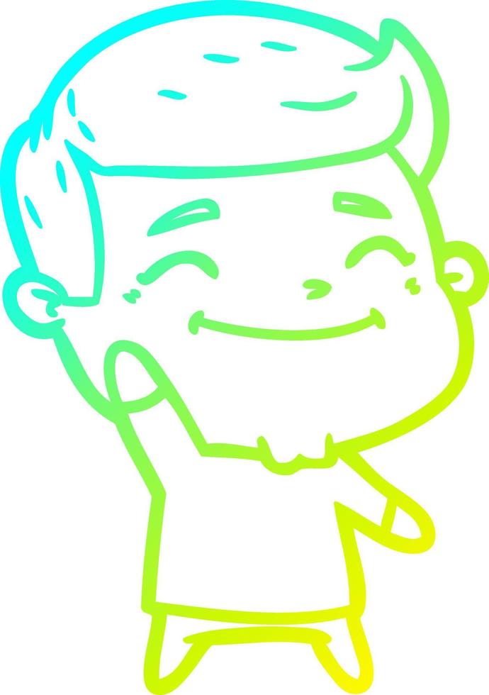 cold gradient line drawing happy cartoon man waving vector