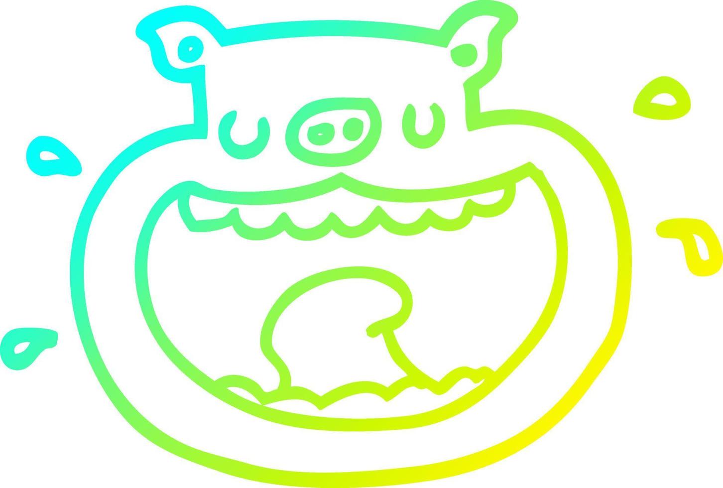 cold gradient line drawing cartoon obnoxious pig vector