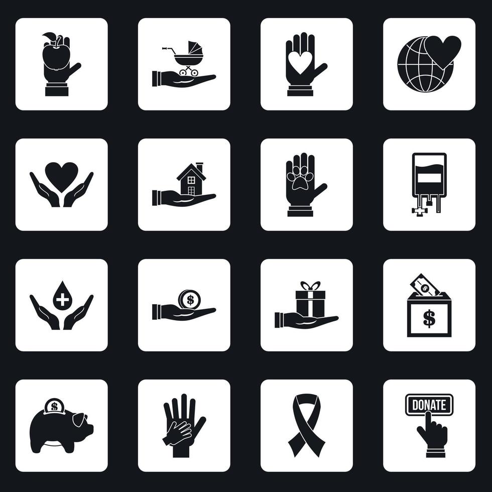 Charity icons set squares vector