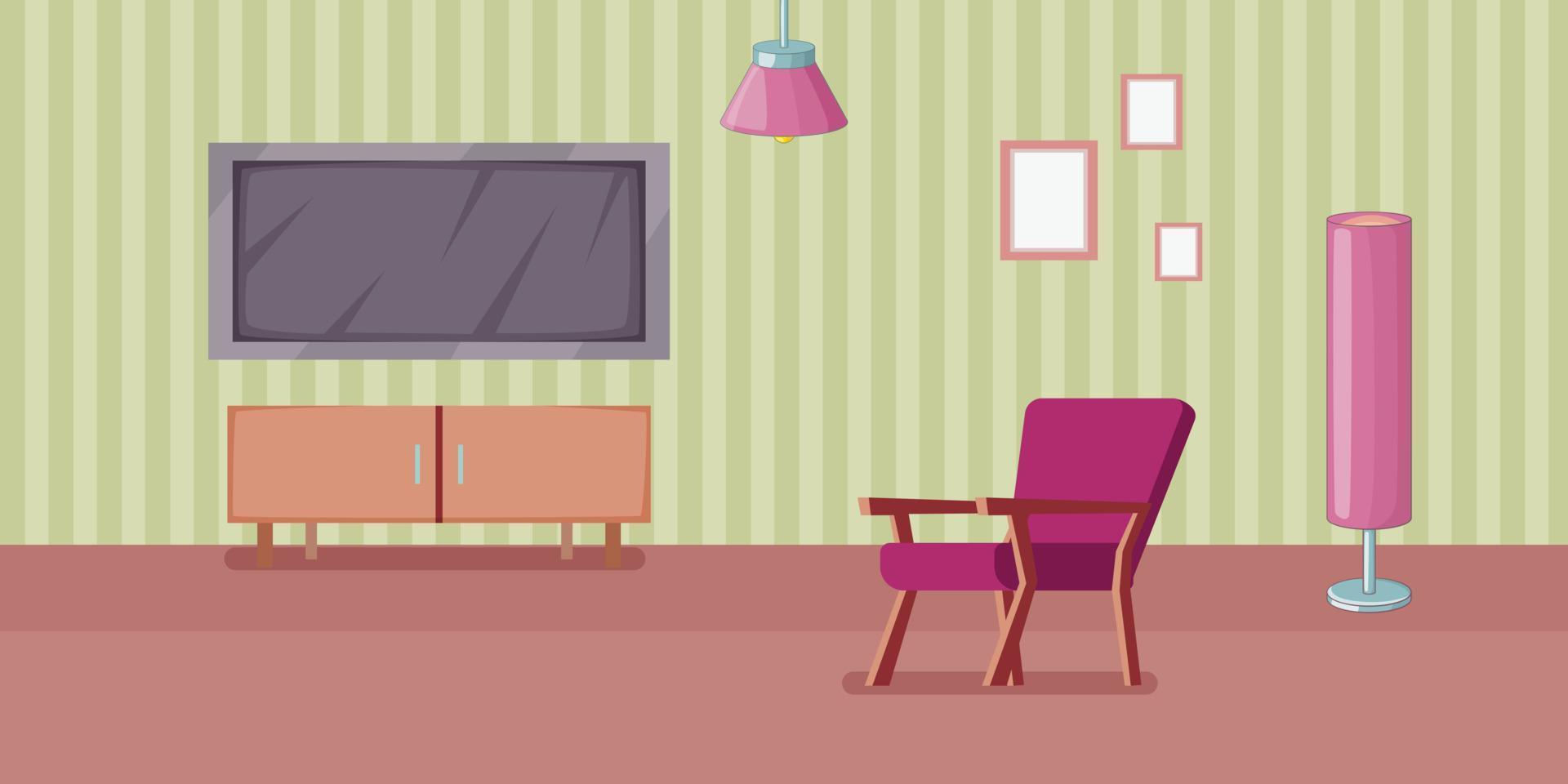 Room interior banner horizontal, cartoon style vector