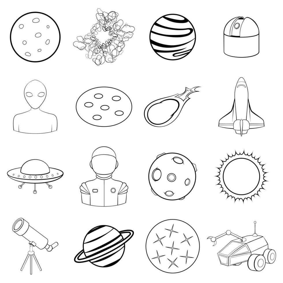 Space icon set outline vector