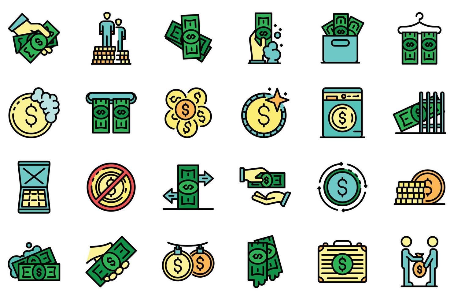 iconos de lavado de dinero vector plano