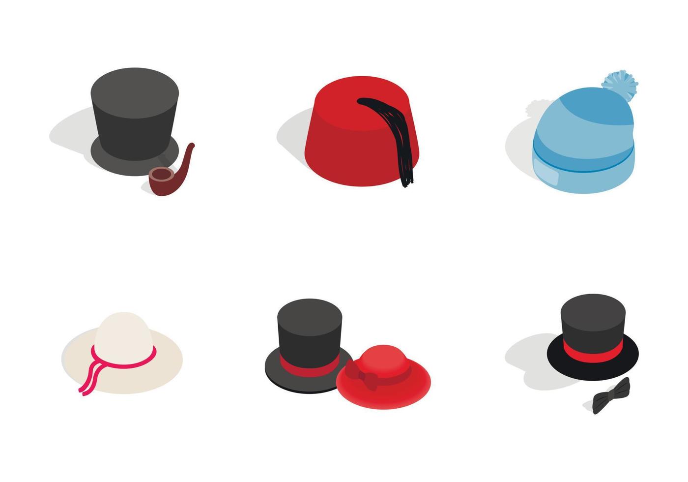 conjunto de iconos de sombrero, estilo isométrico vector