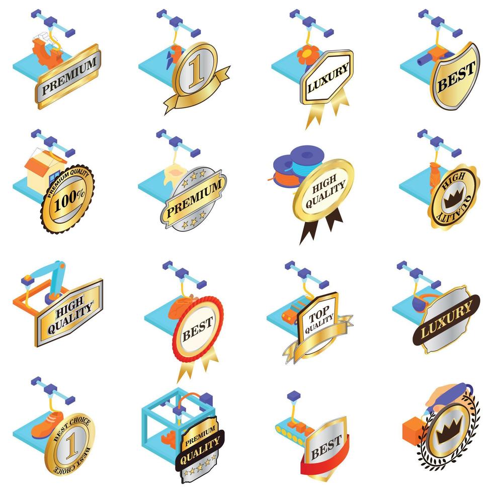 Excellent printing icons set, isometric style vector