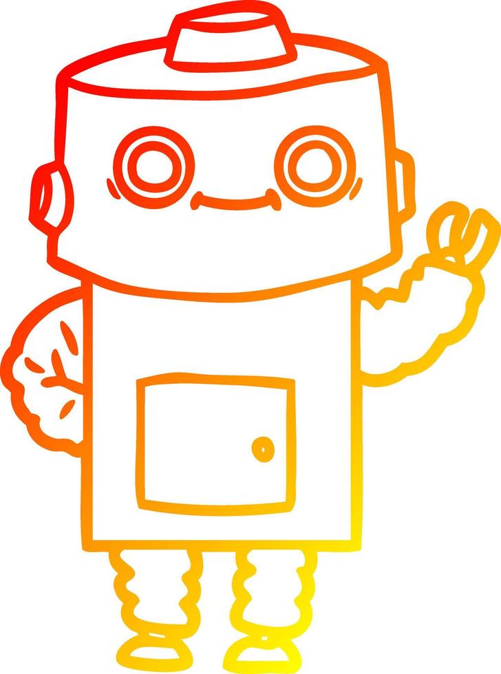 warm gradient line drawing cartoon robot vector