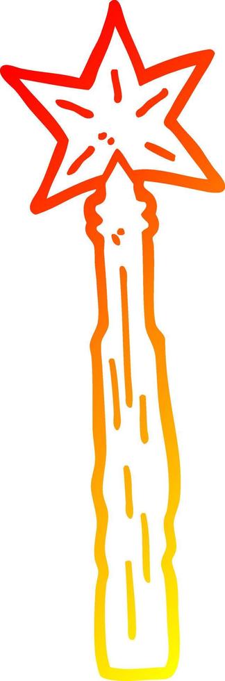 warm gradient line drawing cartoon magic wand vector