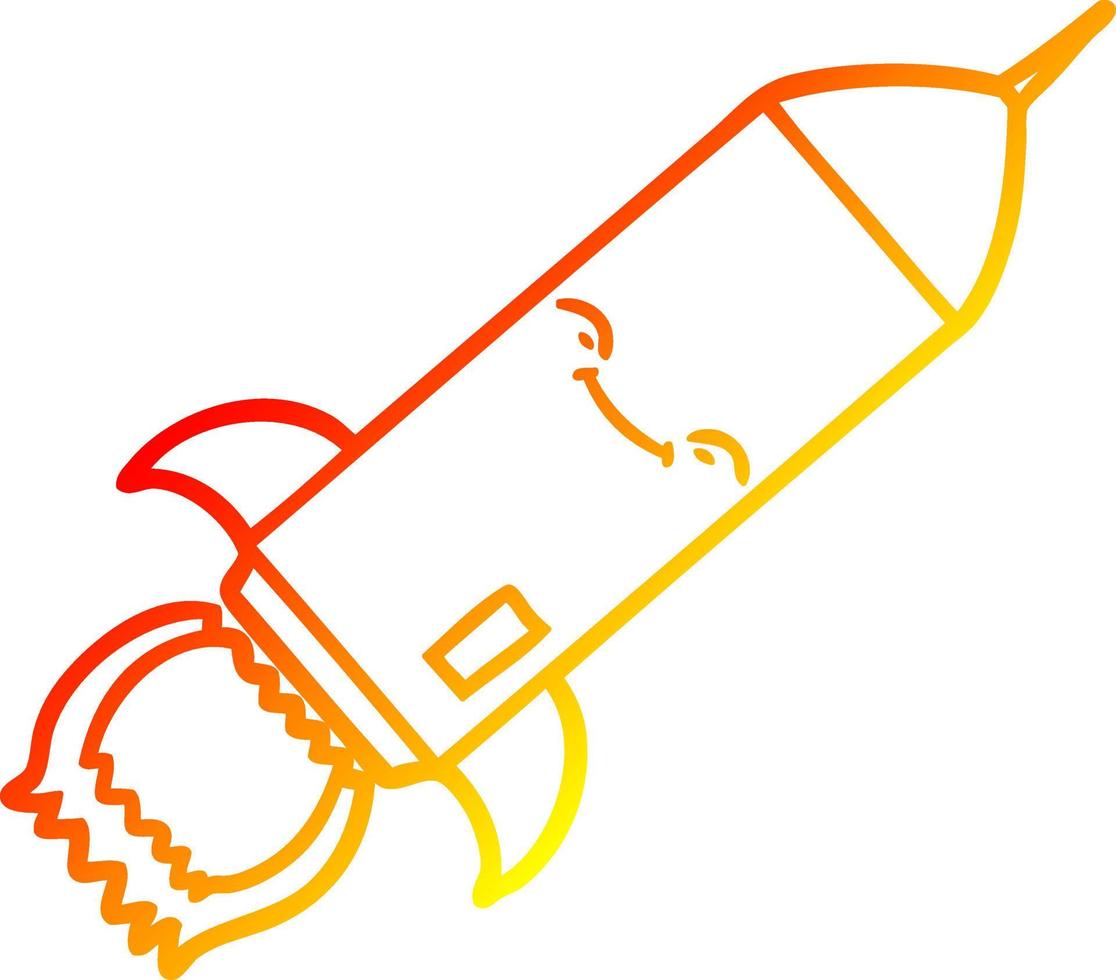 warm gradient line drawing cartoon rocket vector