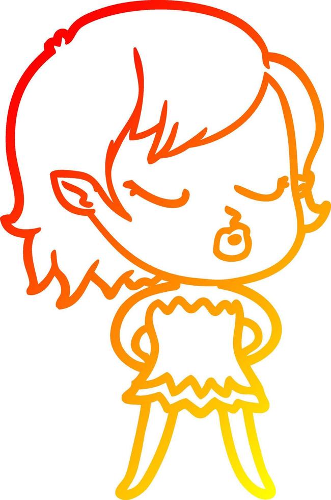 warm gradient line drawing cute cartoon vampire girl vector
