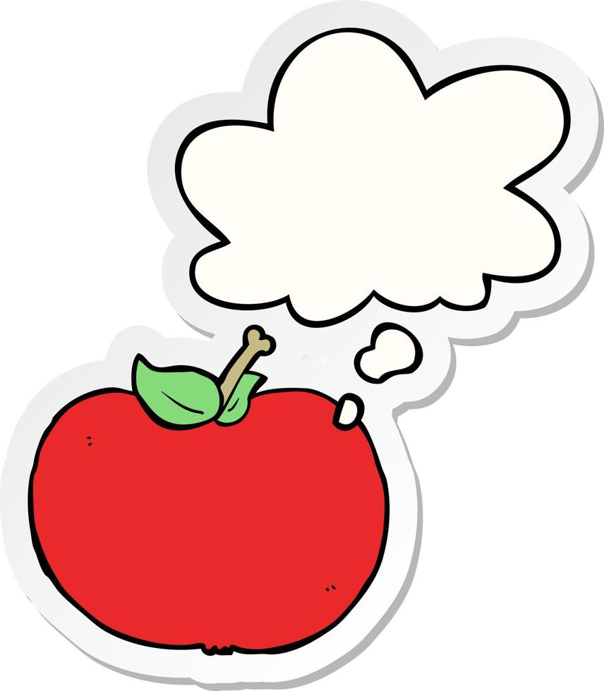 cartoon apple and thought bubble as a printed sticker vector