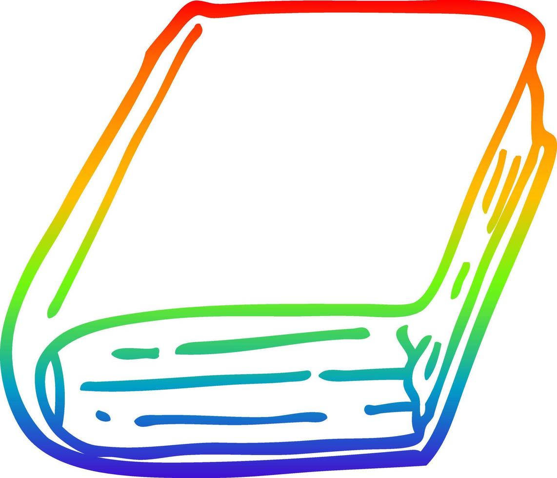 rainbow gradient line drawing cartoon old book vector