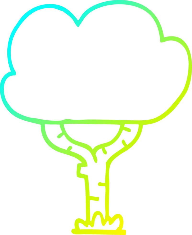 cold gradient line drawing cartoon tree vector