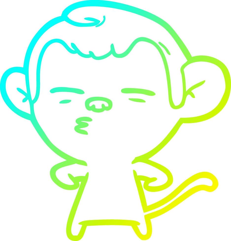 cold gradient line drawing cartoon suspicious monkey vector