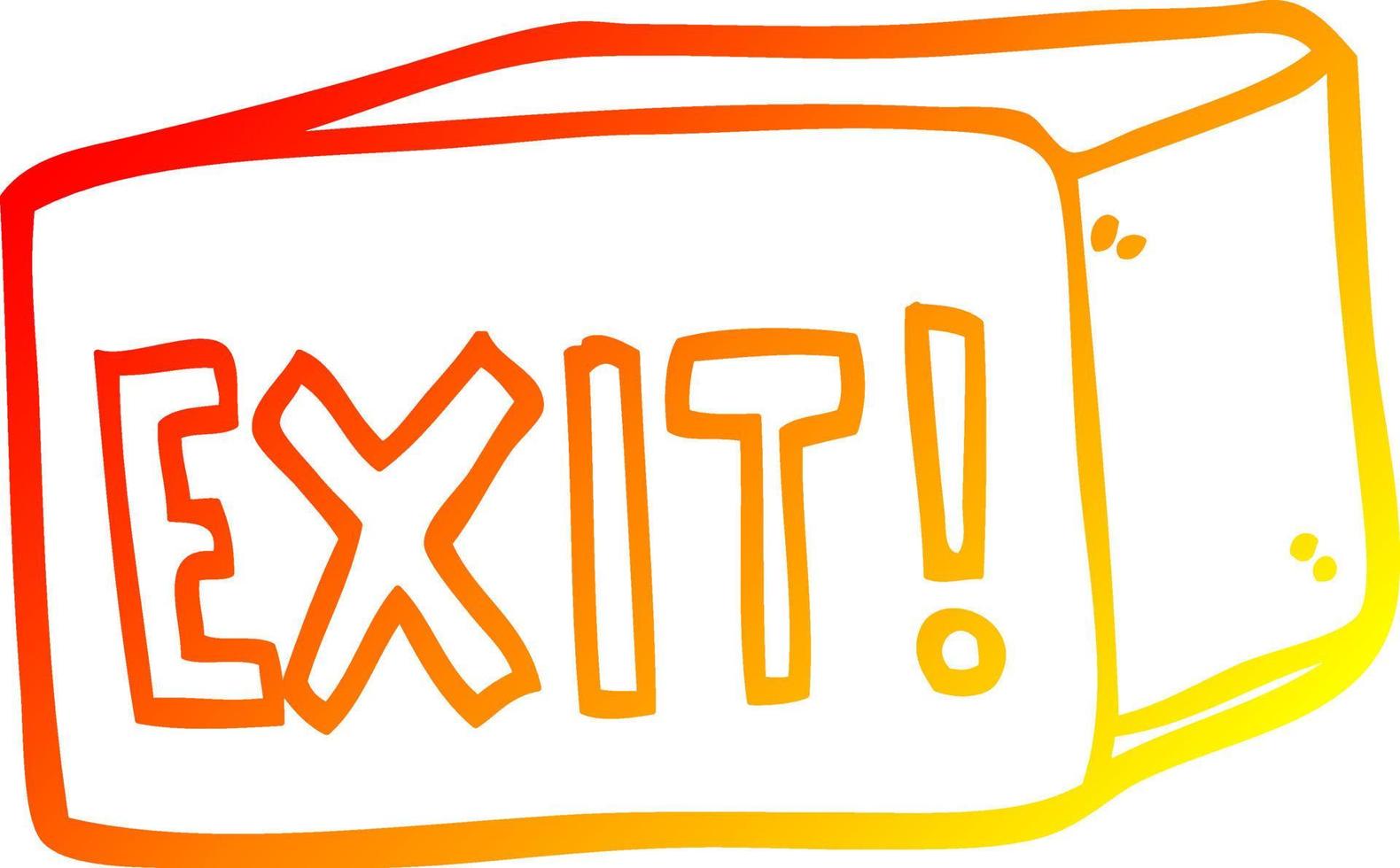 warm gradient line drawing cartoon exit sign vector