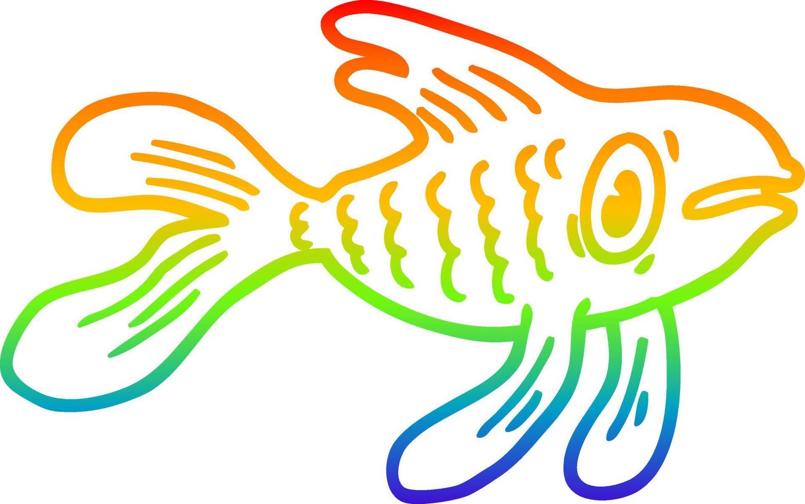 rainbow gradient line drawing cartoon fish vector