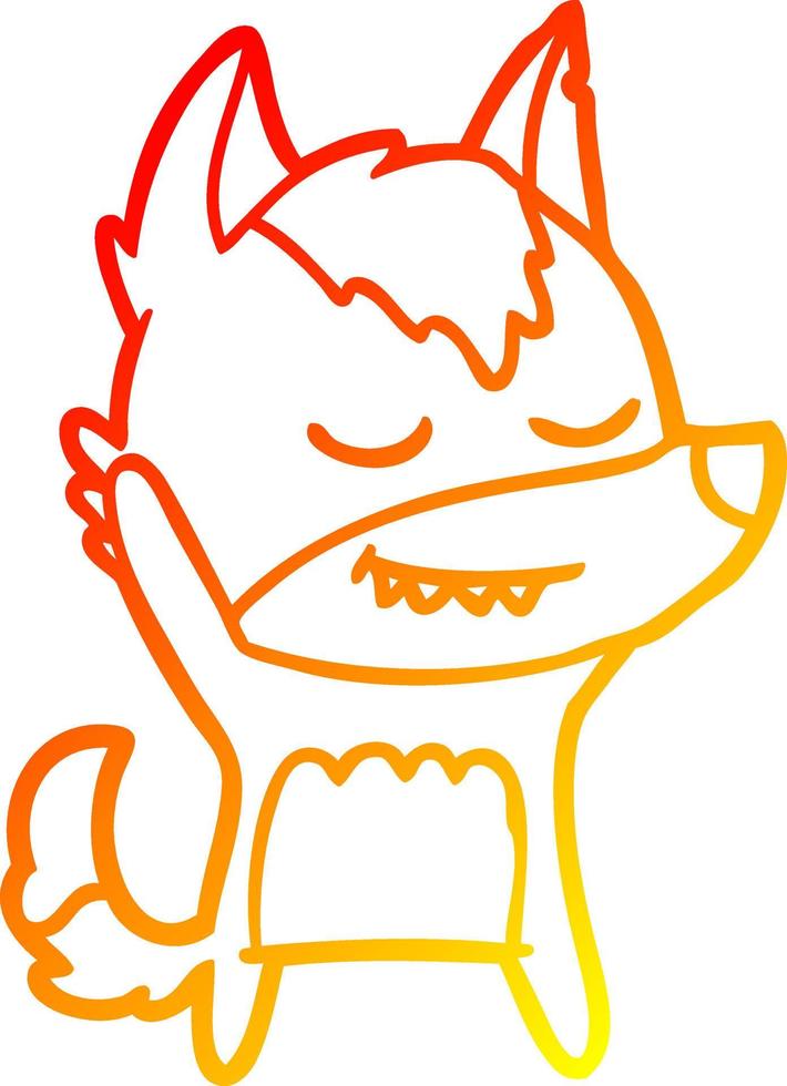 warm gradient line drawing friendly cartoon wolf vector