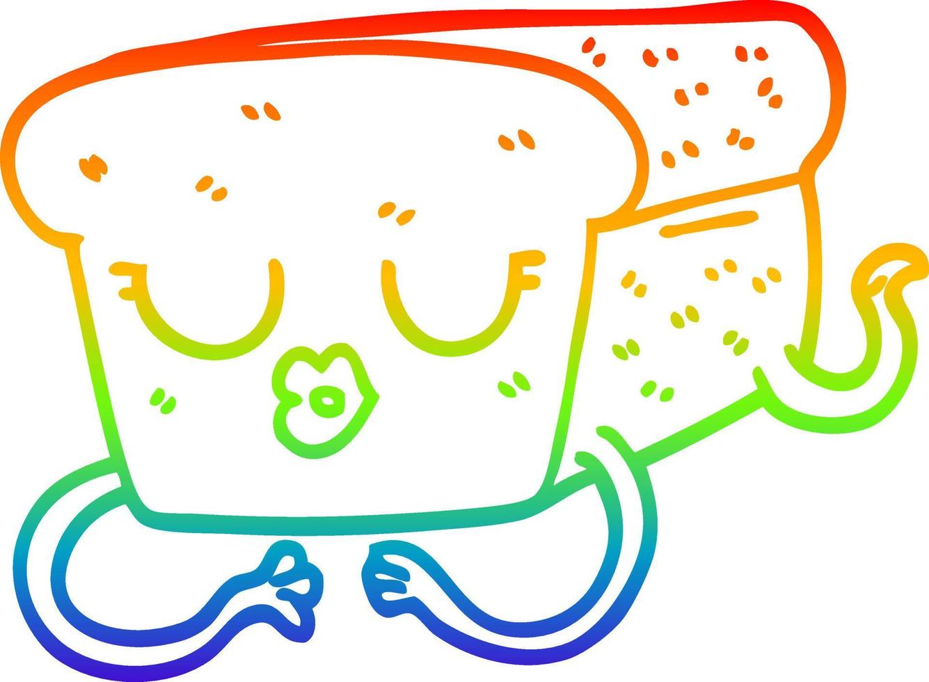 rainbow gradient line drawing cartoon loaf of bread vector