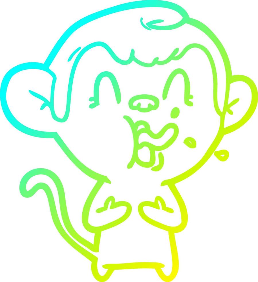cold gradient line drawing crazy cartoon monkey vector