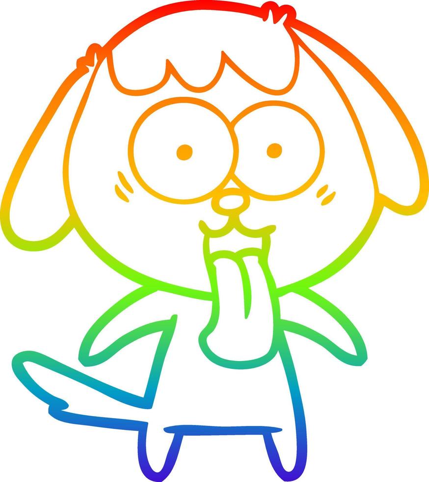 rainbow gradient line drawing cute cartoon dog vector